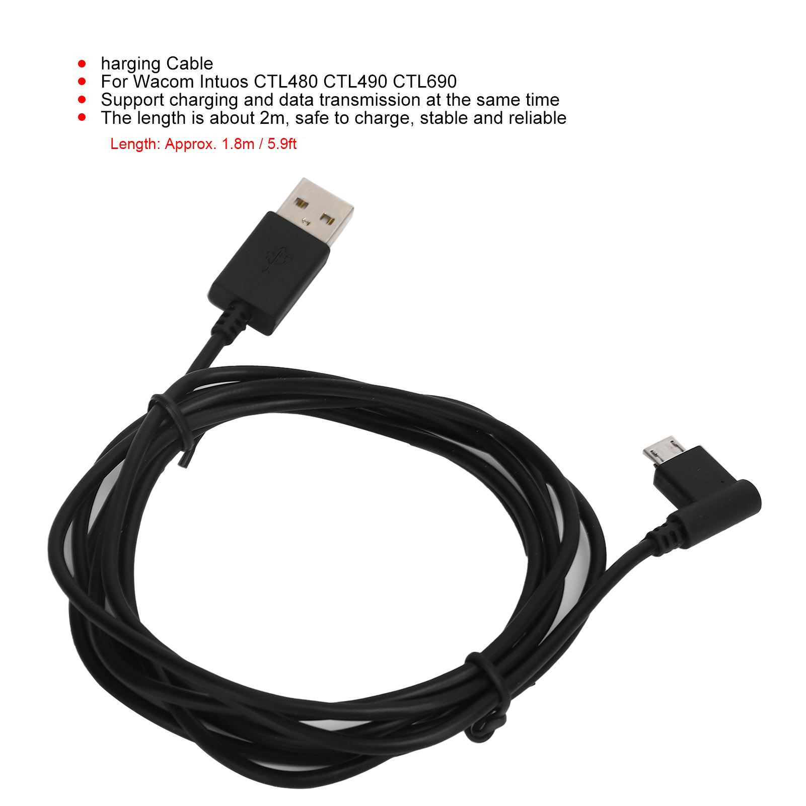 Wacom Tablet Accessories - 1.8m 충전 케이블 전원 공급 코드