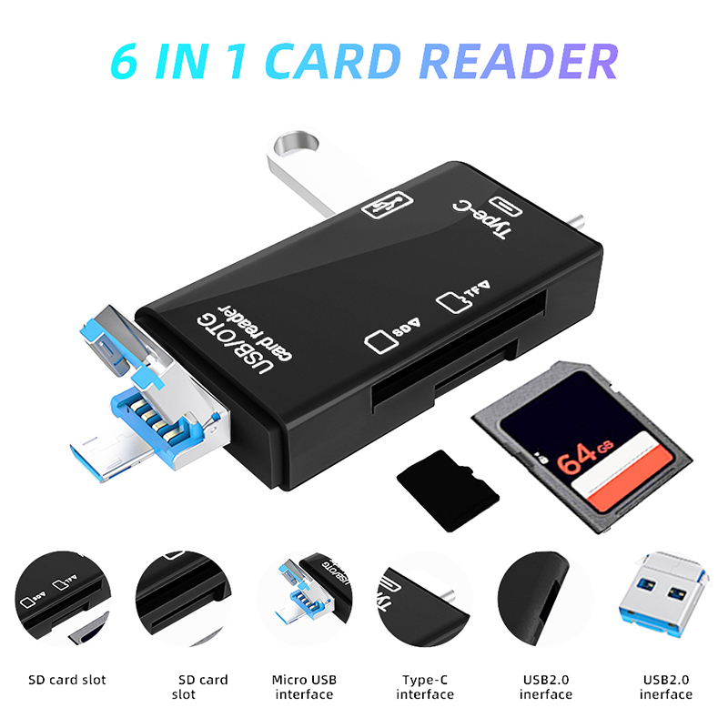 USB 타입 C 카드 리더기 6 in 1 OTG 다기능 - Tablet Accessories For Reading 리뷰 및 가격